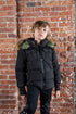Ellabee Black Corduroy Coat with Green Lining